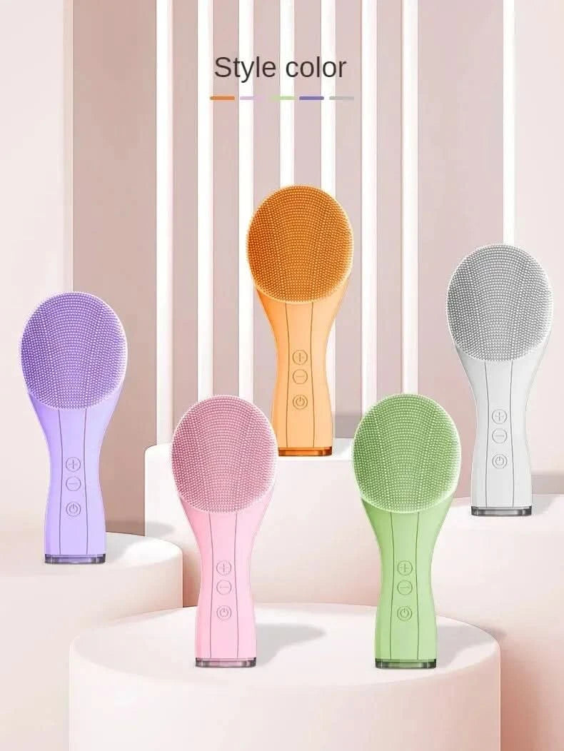 Electric Facial Cleansing Brush Deep Pore Cleaning Sonic Vibration Waterproof Acne Blackhead Remover Pore Cleaner Silicone - M & M Global