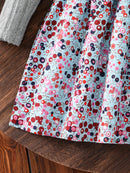 Spring and Autumn Girls' Simple Casual Versatile Knitted Round-Neck Long-Sleeve Floral Dress, Everyday Casual Dress for Girls, Can Be Used as a Holiday Gift, Eid, Easter, Carnival, Spring Festival