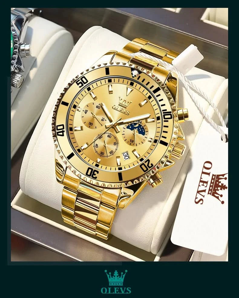 OLEVS Watches For Men Classic with Date Dress Luxury Big Face Waterproof Luminous Men's Wrist Watch Stainless Steel Men Watch - M & M Global