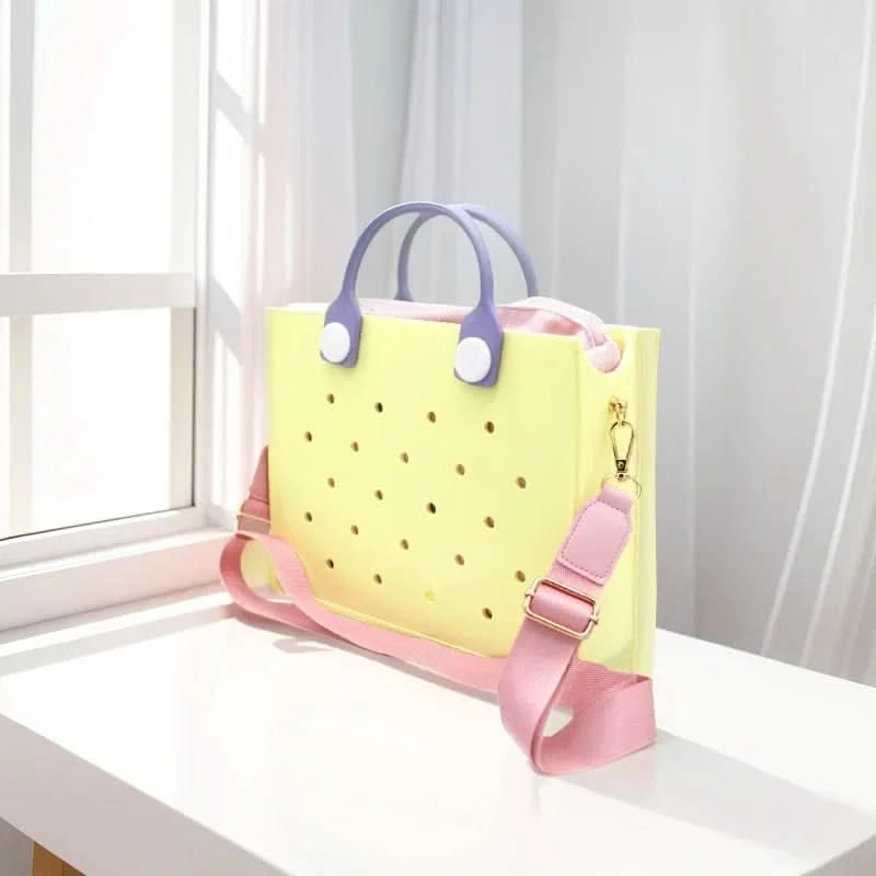 The orange guy Purple Women Fashion New EVA Punched Handbag Casual Waterproof Travel Tote Bag Fit Charms Outdoor Beach Bags - M & M Global