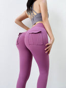Women's Gym Leggings Pocket Yoga Pants Sexy Naked Feeling  Fitness Sports Pants Stretch Soft High Waist Running Push Up Leggings