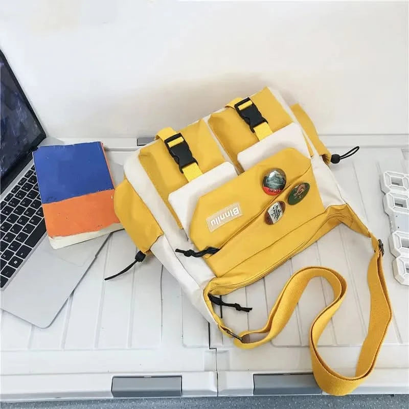 Preppy Casual Nylon Crossbody Bag For Men Women Teen Messenger Bag, Student Commuter Single Shoulder Bag For Travel Daily Use - M & M Global