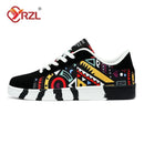 YRZL Men's Sports Running Shoes Canvas Geometric Style Lace-Up Sneakers Couples' Fashionable Graffiti Print Skate Shoes Men - M & M Global