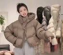 2025 New Fashion White Duck Down Jacket Hooded Women Autumn Winter Warm Over Size Casual Short Thick Outwear Female Coat