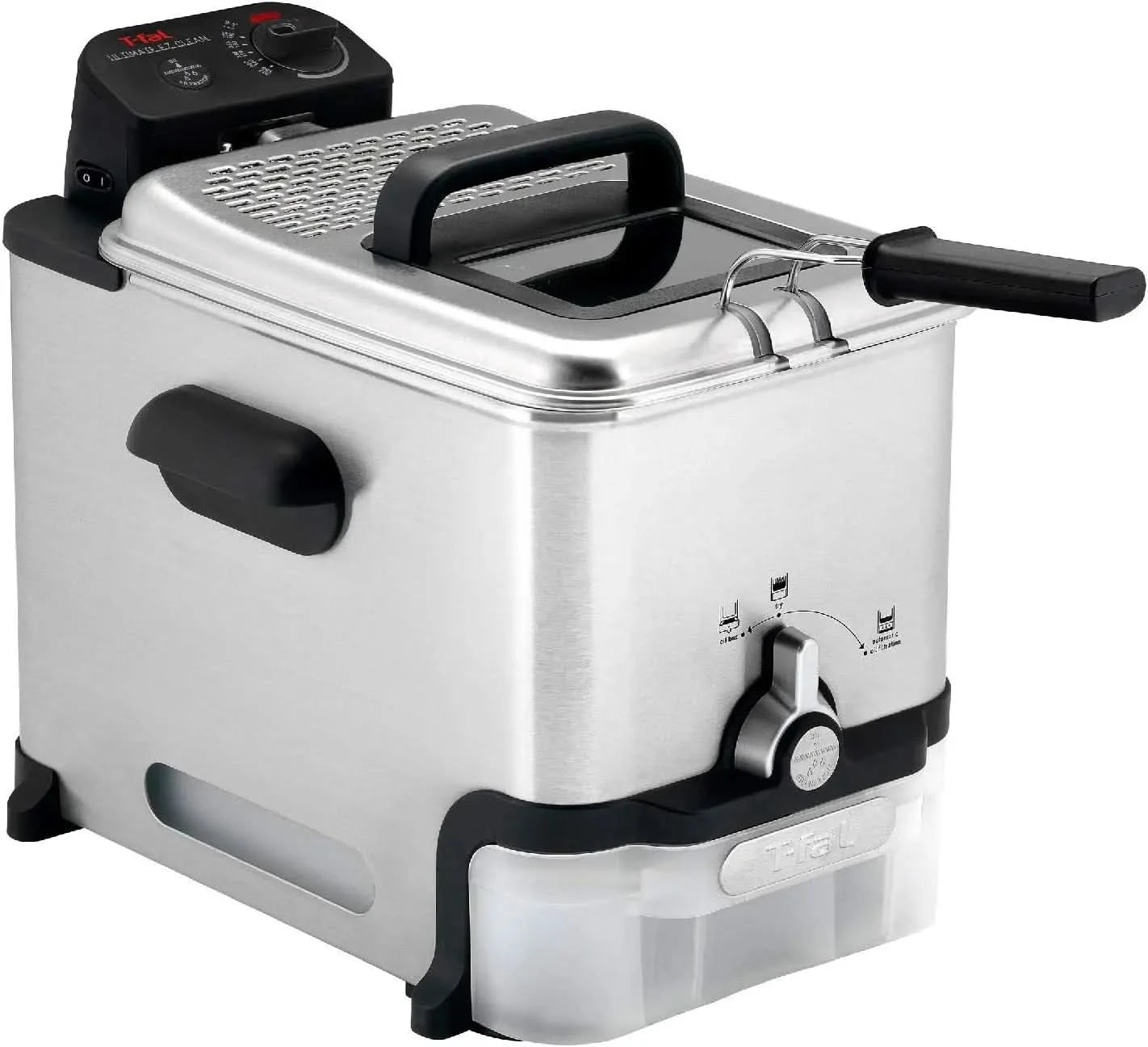 3.5L Stainless Steel Deep Fryer with Basket, 1700W, Oil Filtration, Temp Control, Digital Timer, Dishwasher Safe Parts - M & M Global