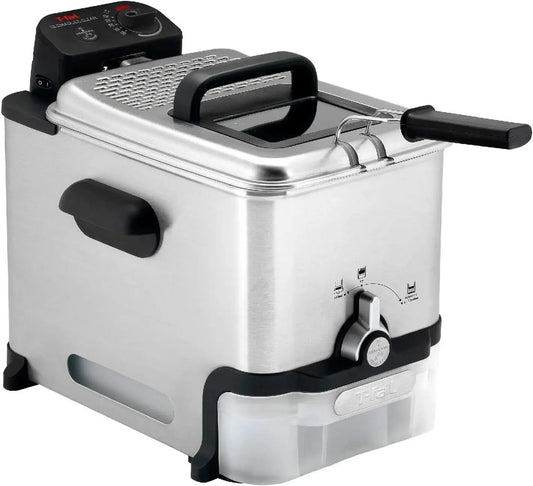 3.5L Stainless Steel Deep Fryer with Basket, 1700W, Oil Filtration, Temp Control, Digital Timer, Dishwasher Safe Parts - M & M Global