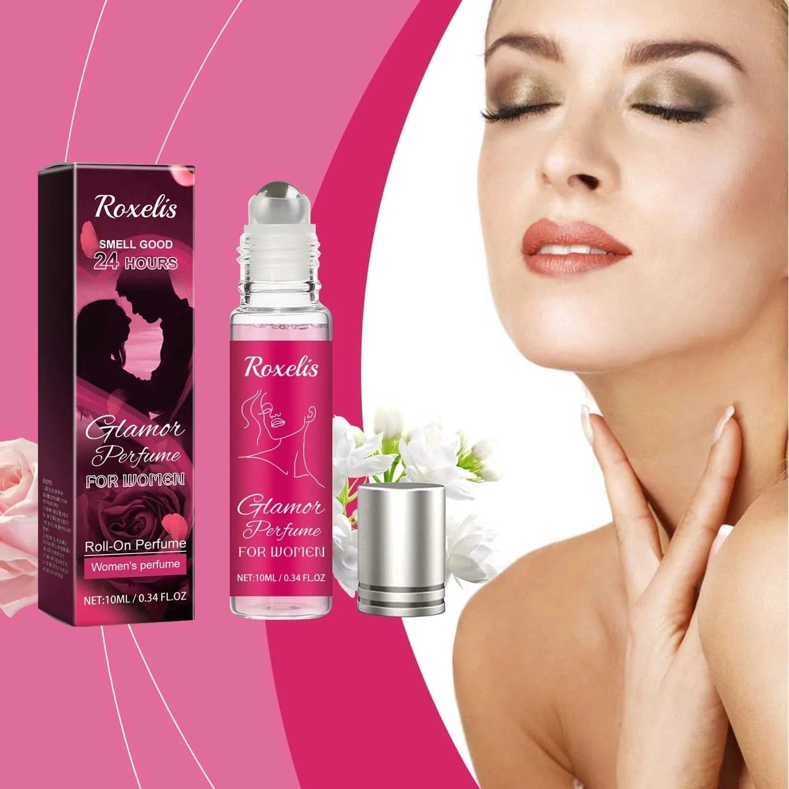 Roxelis Women Rose Essence Ball Bearing Perfume Elegant Fresh Dating Atmosphere Pheromone Perfume Long Lasting Fragrance 0.34 OZ - M & M Global