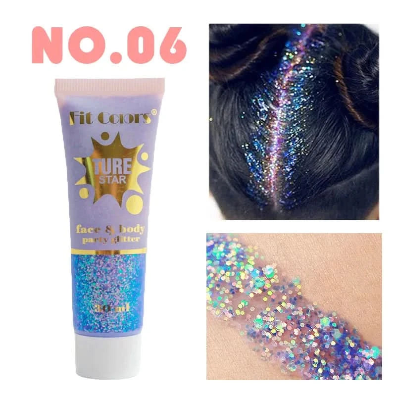 Facial&body Chameleon High Gloss Glitter Powder Long Lasting Waterproof Stage Party Glitter Eyeshadow Hair Face Body Glitter Gel - M & M Global