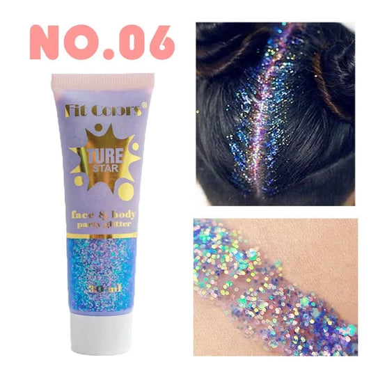 Facial&body Chameleon High Gloss Glitter Powder Long Lasting Waterproof Stage Party Glitter Eyeshadow Hair Face Body Glitter Gel - M & M Global