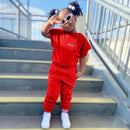 Fashion Kids Little Girls Clothing 2 Pieces Sets Cotton Solid Casual T-shirt+Elastic Waist Pants Young Children Outfits 1-6Y - M & M Global