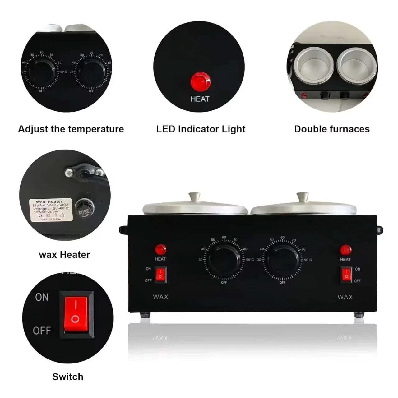 Dual Wax Pots Professional Electric Wax Heater Machine Parrafin Waxing Machine for Hair Removal Facial Skin Body SPA Salon - M & M Global