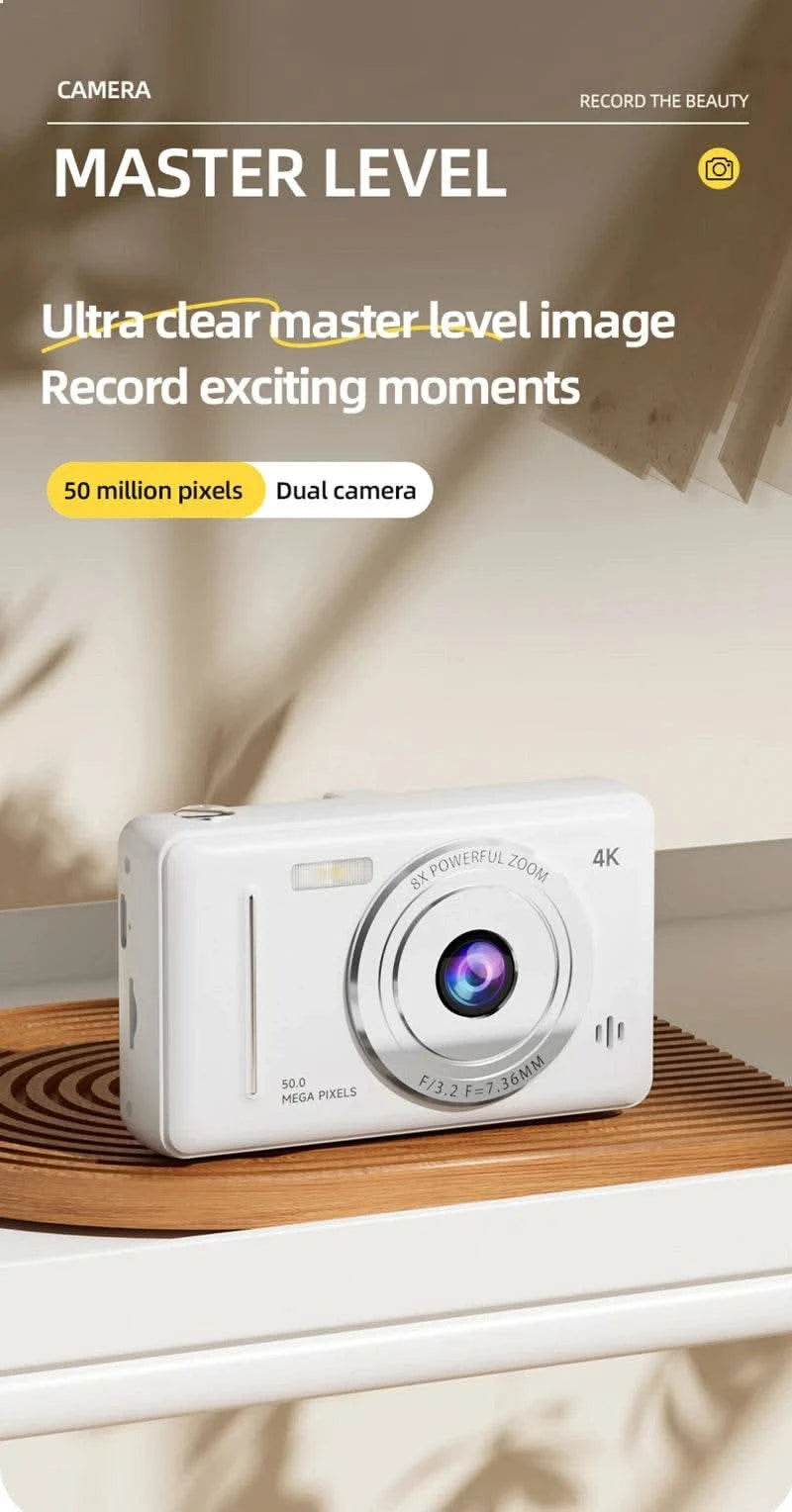 4K Digital Camera 5000W Pixel Retro CCD Portable Card Camera Entry-level Camera Dual Camera Flash 50 Million Pixels Auto Focus - M & M Global