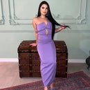 Tossy Tee Bow Off-Shoulder Slim Long Dress For Women Patchwork Fashion Elegant Hollow Out Backless Clothes Female Party Dress - M & M Global