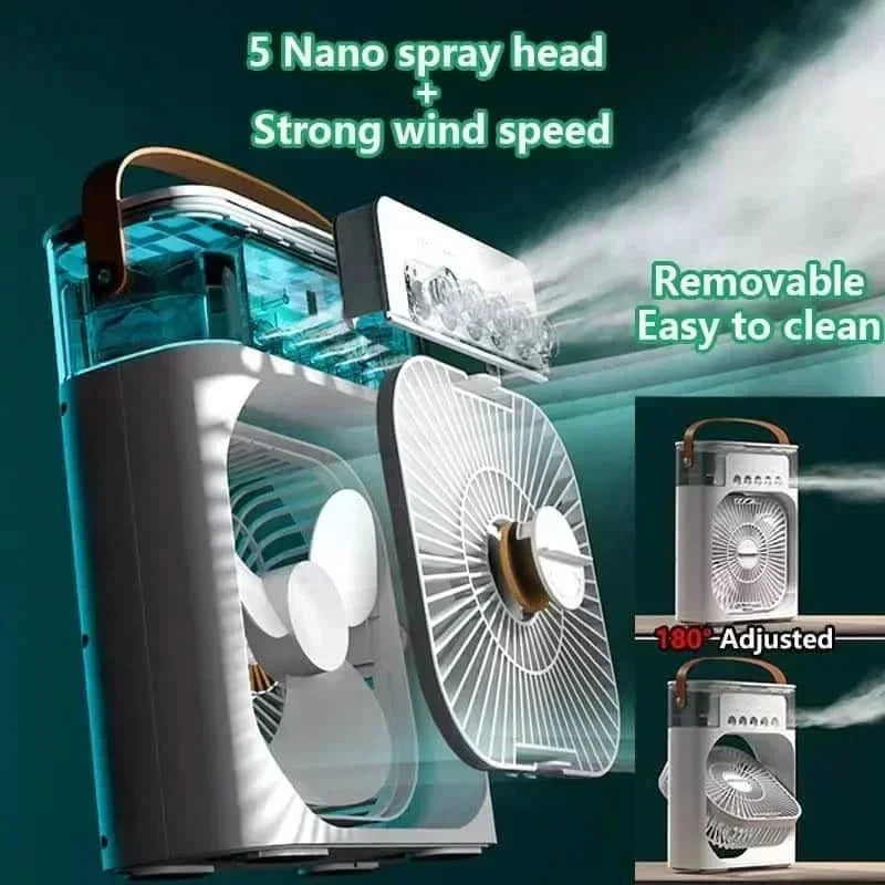 New 3 In 1 Fan AIr Conditioner Household Small Air Cooler LED Night Light Portable Humidifier Air Adjustment Fan Office Home Fan - M & M Global