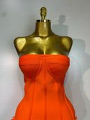 Women Sexy Strapless Backless Flower Embellished Mini Bandage Dress Bodycon Celebrity Party Cocktail Evening Party Club Dresses