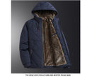 Winter Men's Fleece Warm Down Parkas Fashion Men Cotton Thick Padded Coats Men Thermal Windbreaker Hooded Overcoats Clothing