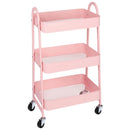 JHK 3 Tier Metal Storage Kitchen Cart with Lockable Wheels Mobile Shelving Unit Utility Rolling Organizer For Home Narrow Places