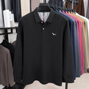 Luxury and fashionable 100%pure cotton comfortable long sleeve polo shirt for men new spring and autumn brand embossed puppy top