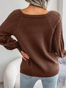 Women Casual Square Collar Buttons Long Sleeve Knitted Pullover Sweaters for Autumn Winter 2026