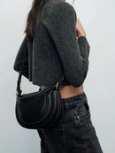 Autumn and winter new women's bag handbag advanced color contrast line embellished single shoulder crossbody bag - M & M Global