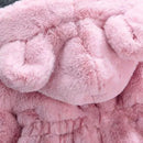 Winter Girl's Coat Furry New Hooded Bear Solid Color Long-sleeved Coat Thick Warm Cute Girls All Fashion Shawl