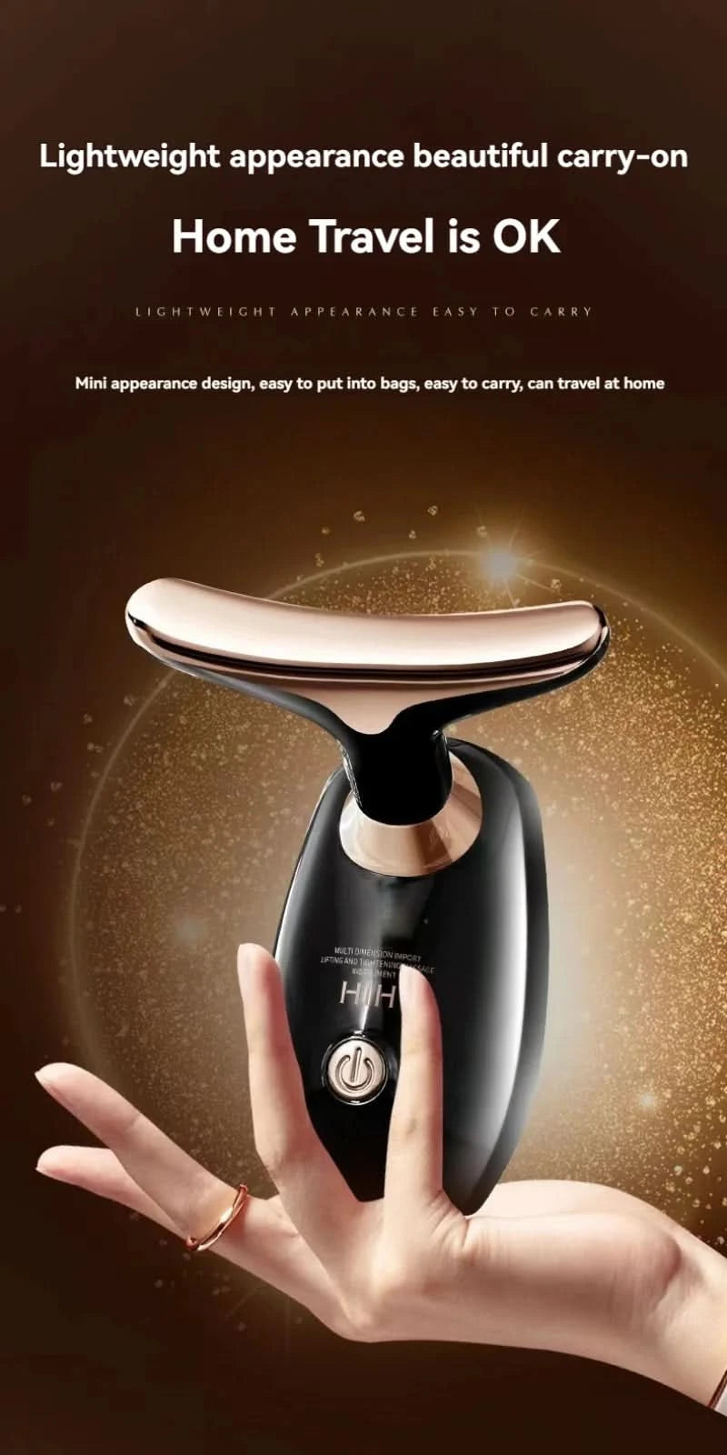 Gold Electric Facial Beauty Instrument Lifting And Firming Facial Eye Massager Household Vibration Ultrasonic Massager - M & M Global