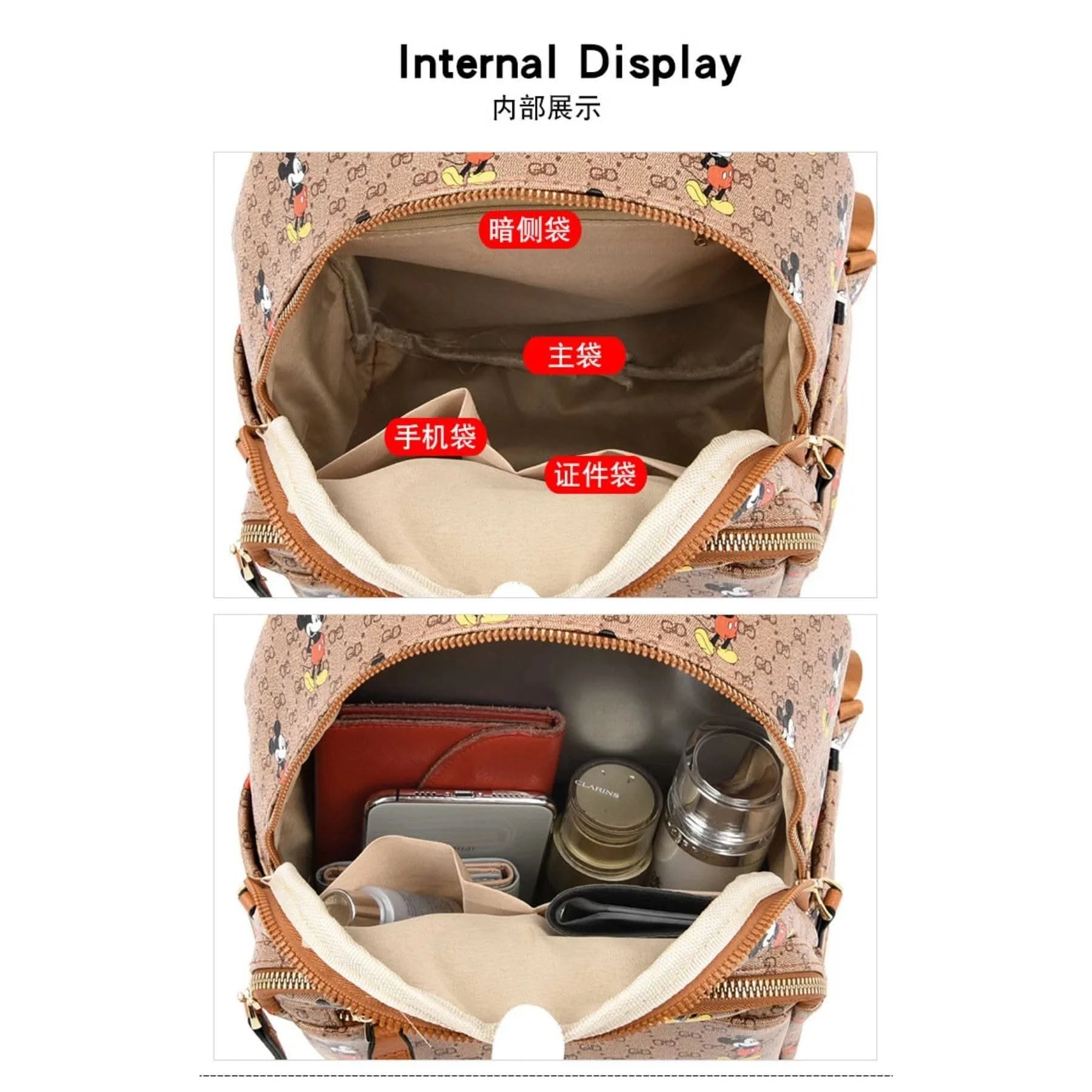 Disney Ladies Backpack Trendy Women's Tote 2025 Mickey Multifunctional Fashion Knapsack Joker Large Capacity Travel Backpack New - M & M Global