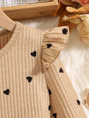 Girls’ 2-Piece Heart & Polka Dot Top and Black Skirt Set