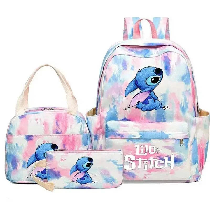 3Pcs Lilo Stitch Colorful Backpack Set With Tote and Pouch Large Capacity Lightweight And Breathable Outdoor Knapsack - M & M Global