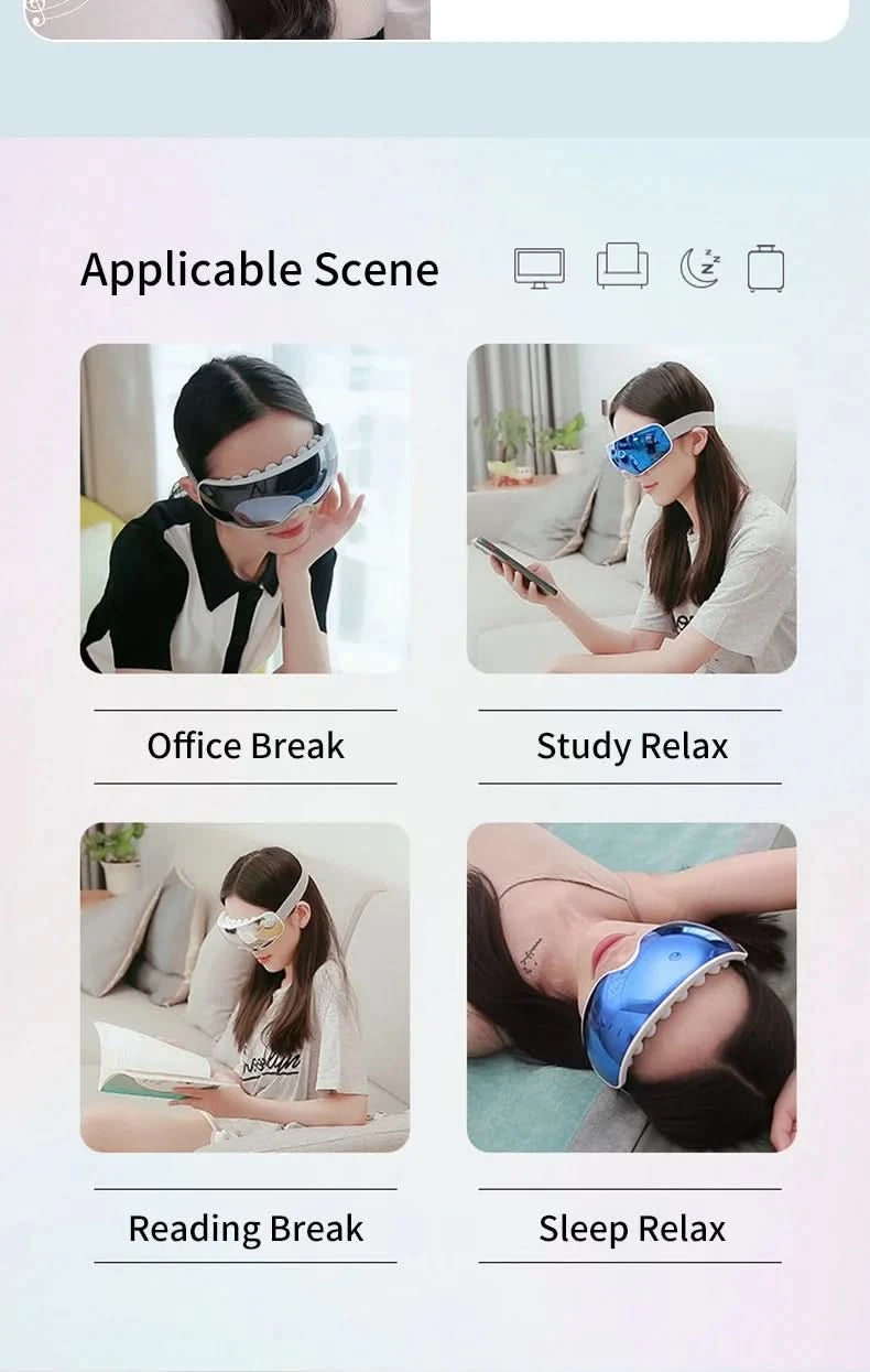 Eye Massager Acupoint Vibration Pulse Hot Compress Eye Care With Bluetooth Music Relieve Fatigue Visible Eye beauty instrument - M & M Global