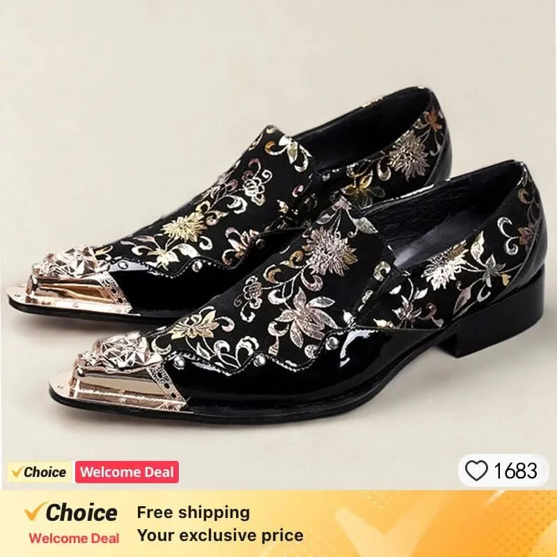 Luxury men's Oxford shoes, fashionable pointed purple brown men's formal shoes, snake skin printed handmade party shoes for men - M & M Global