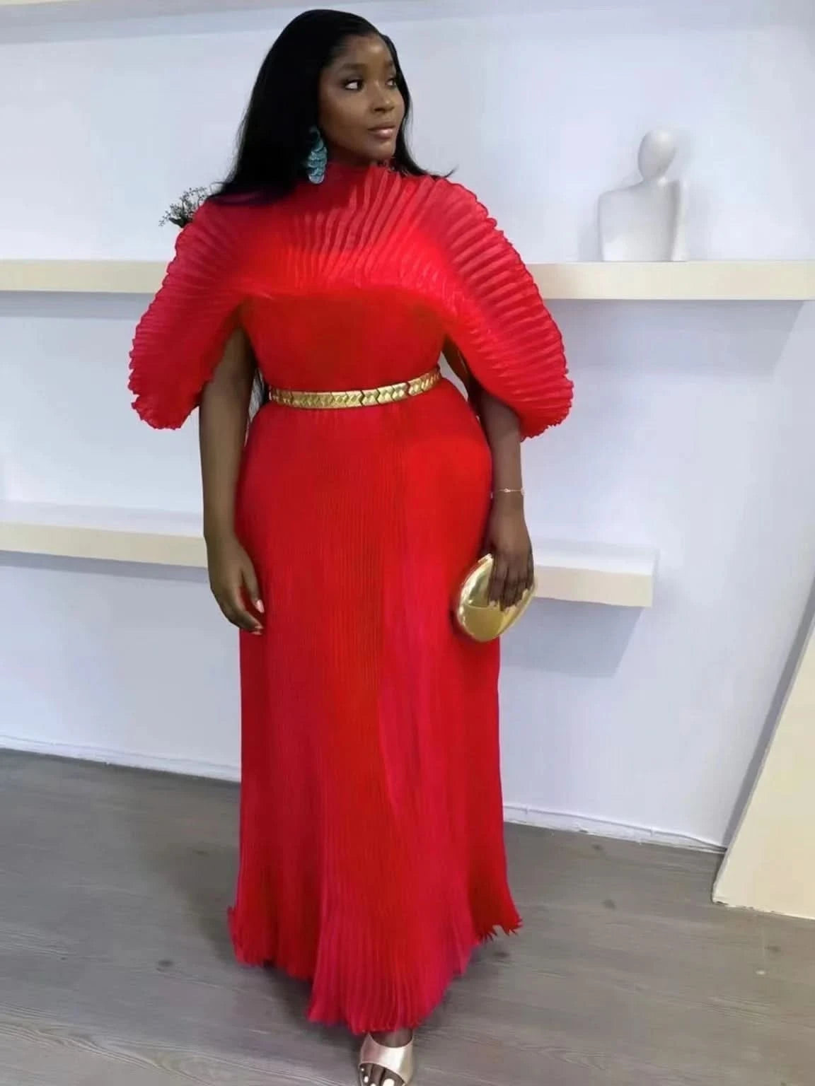 YUDX Pleated 2024 Fall New Handmade Pleated Women's Dresses Loose Plus Size Women's High Smocked Dress Long Dress - M & M Global