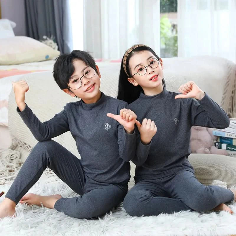 Autumn Winter Thermal Underwear Suit Girls Clothing Sets Boys Pajama Sets Baby No Trace Warm Sleepwear Candy Colors Kids Clothes - M & M Global