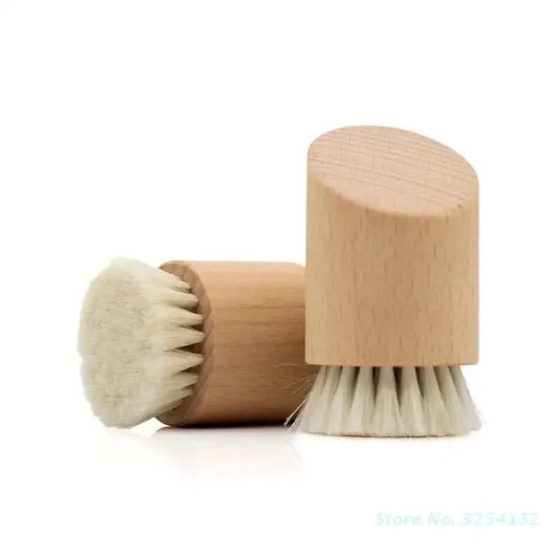 Wood Handle Facial Cleaning Brush Deep Clean Manual Soft Face Massager Skin Pore Clean Brush Face Care Brush Beauty Tool - M & M Global