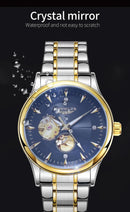 LONGLUX Men automatic mechanical watch elegant luxury watches waterproof skeleton business wholesale stainless steel gift watch - M & M Global