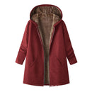2025wish Women's Fleece Lined Hoodie Pure Color Long Sleeve Zipper Closure Comfortable Fit Sweatshirt for Autumn And Winter