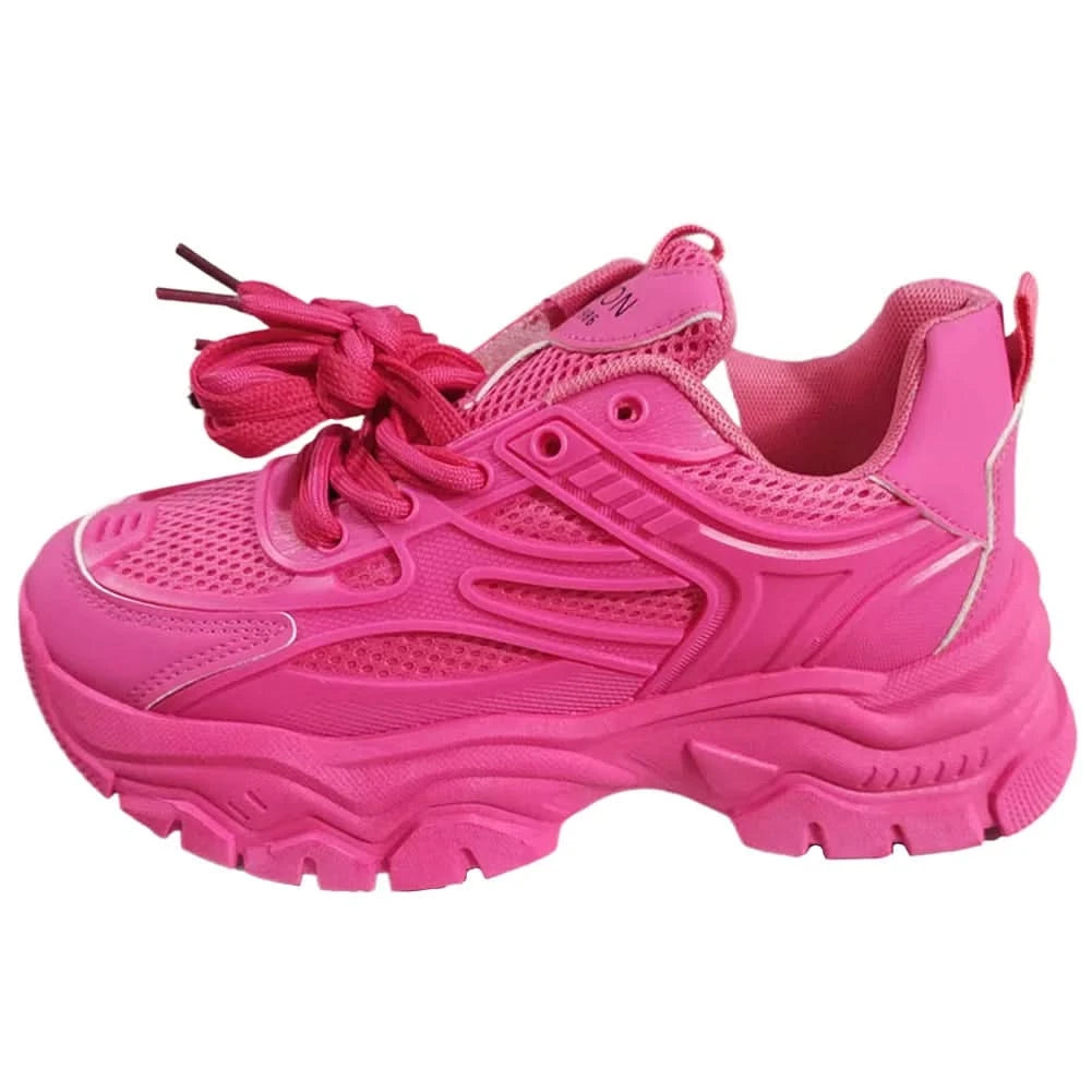 Chunky Fashion Sneakers Comfortable Casual Dad Shoes Lace-Up Walking Shoes Breathable Mesh for Women - M & M Global