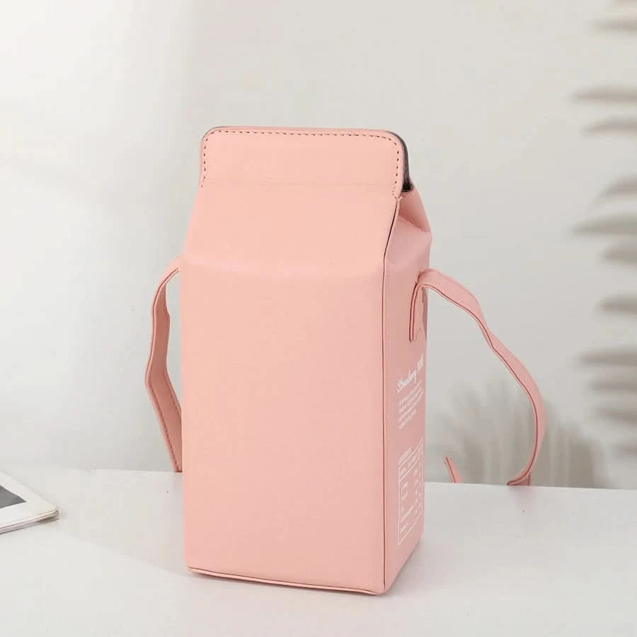 Fashion cartoon milk carton shape ladies shoulder bag, cartoon mobile phone bag. - M & M Global