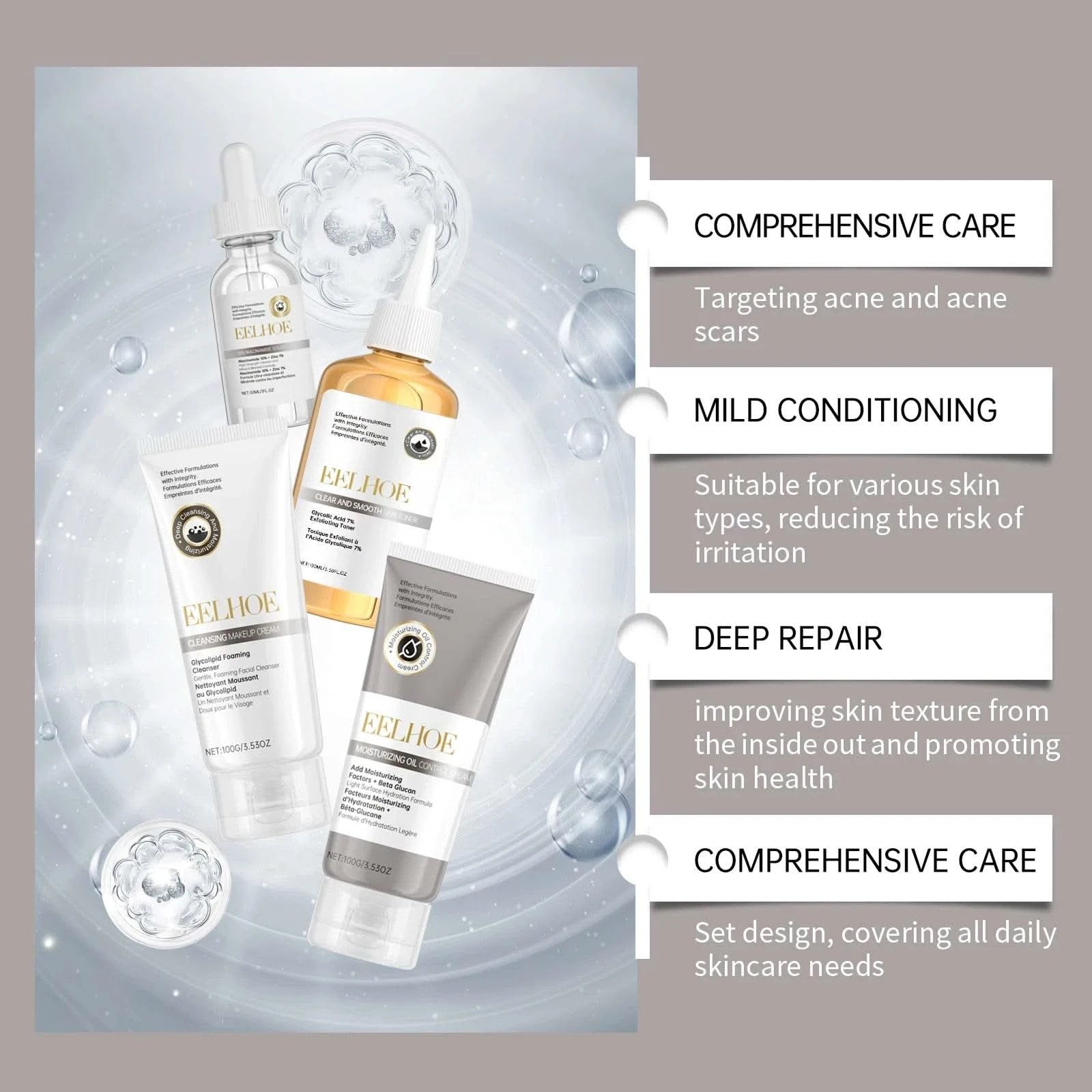 Acne Care Kit Brightening Skin Tone Fade Acne Scars Improving Skin Texture Deeply Moisturizing The Skin Facial Skincare Products - M & M Global