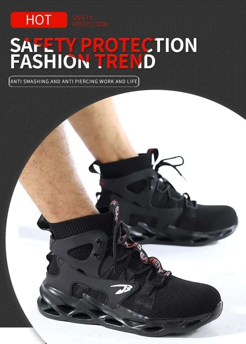 Steel Toe Shoes for Men Work Boots Lightweight Sneakers Indestructible Boots Anti-smash Anti-Punctur Construction Safety Shoes
