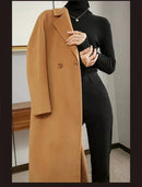 Plus Size Women's Mid-Length Woolen Coat 2025 Spring Autumn Slim Fit Woolen Coat Outerwear Pure Color Korean Casual Style But...