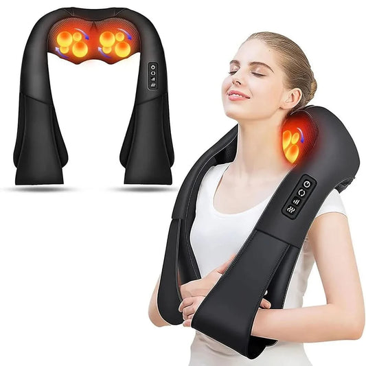 Neck and Shoulder Massager With Heat Electric Back Massagers Kneading Massage Pillow Full Body Muscle Home Car Use - M & M Global
