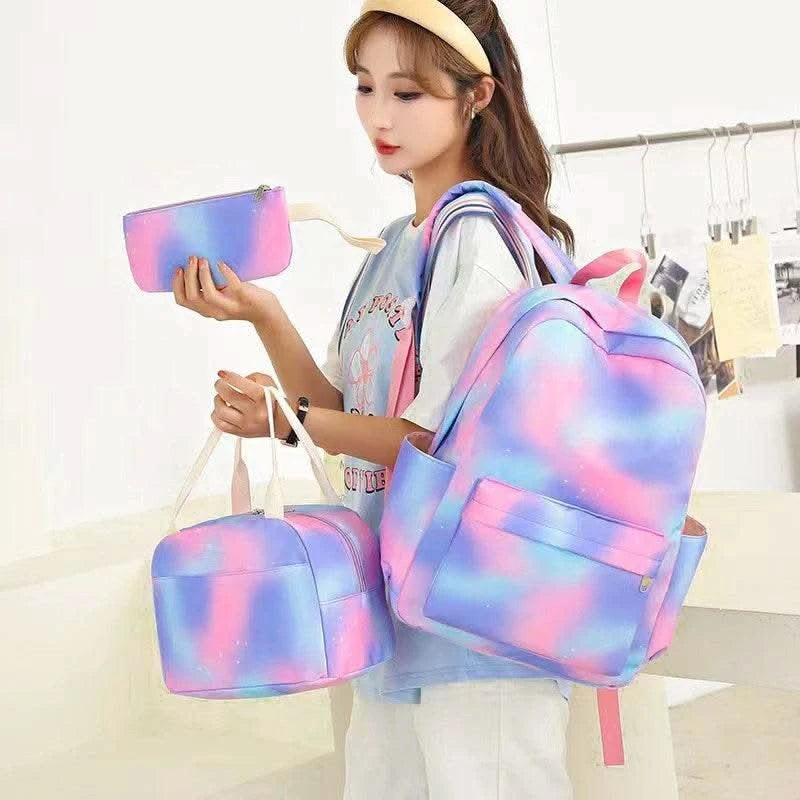 3Pcs Lilo Stitch Colorful Backpack Set With Tote and Pouch Large Capacity Lightweight And Breathable Outdoor Knapsack - M & M Global