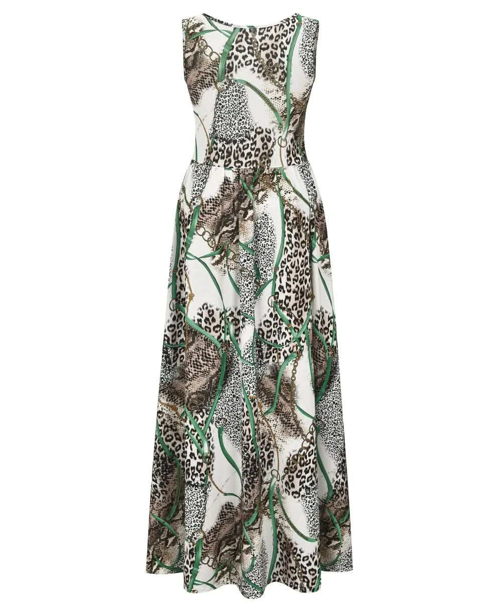 Summer 2024 Sundress O Neck Print Female A-line Beach Bohemian Women Dresses Sexy Boho Elegant Long Dress Robe - M & M Global