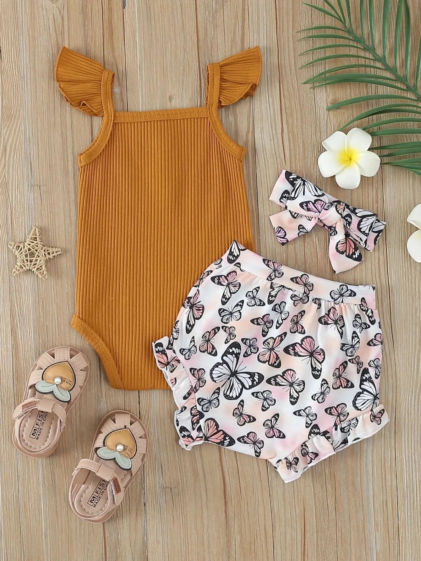 Summer Newborn Baby Girl Clothes Set  Sleeveless  Bodysuit  Printed Shorts  3pcs Clothing Suit Baby Girl Clothes For 0-1Years - M & M Global