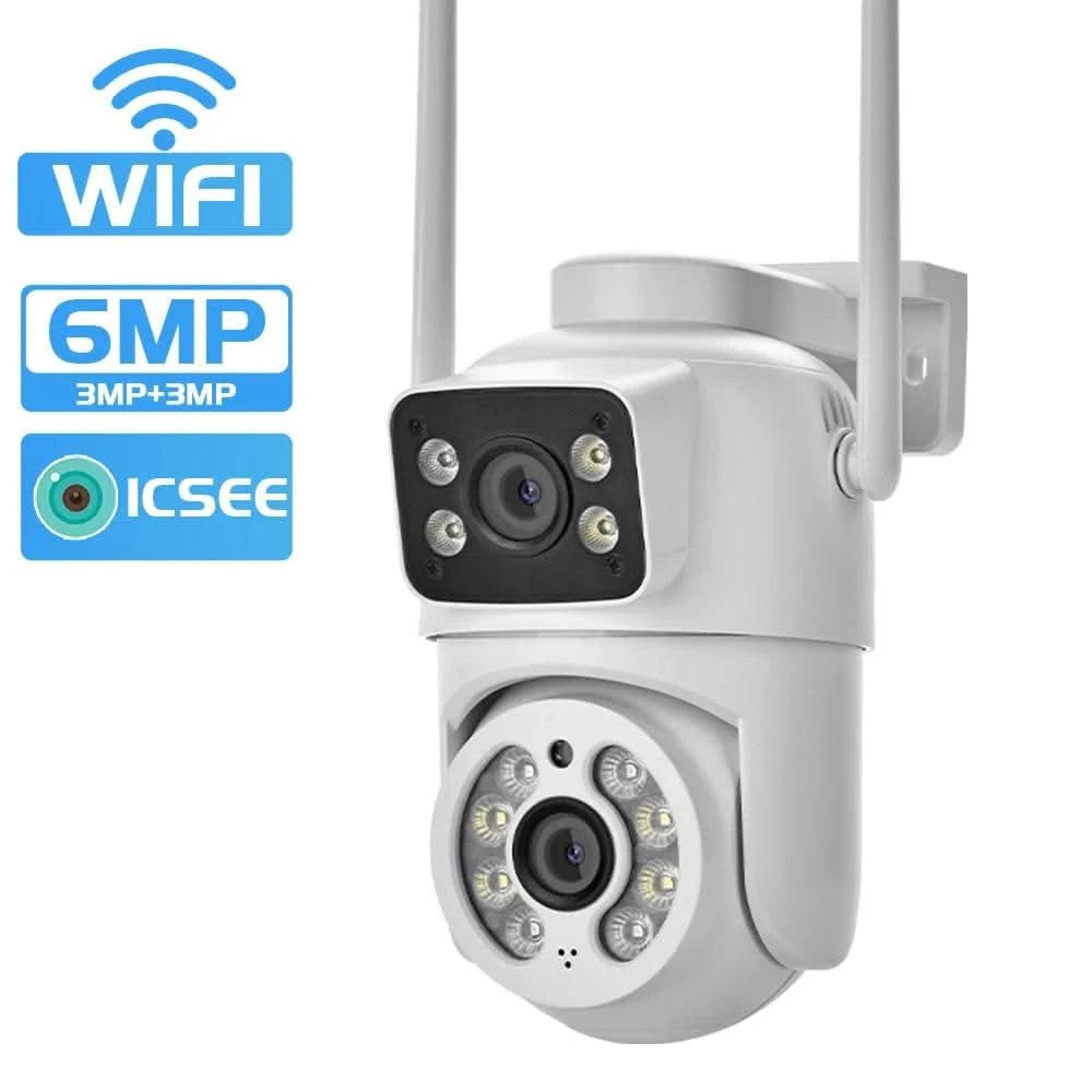 6MP WiFi Camera PTZ Dual Screens Auto Tracking Night Vision CCTV Surveillance Camera Outdoor 4MP Security IP Camera icsee - M & M Global