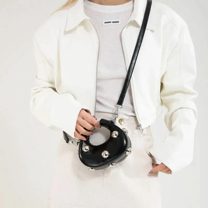 Retro Versatile Ladies Mini Handbag Women Big Rivet Personality Luxury Designer Crossbody Bags for Women Streetwear Shoulder Bag - M & M Global