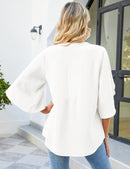 Summer new Europe and the United States women's fashion petals sleeve blouse loose v-neck chiffon blouse