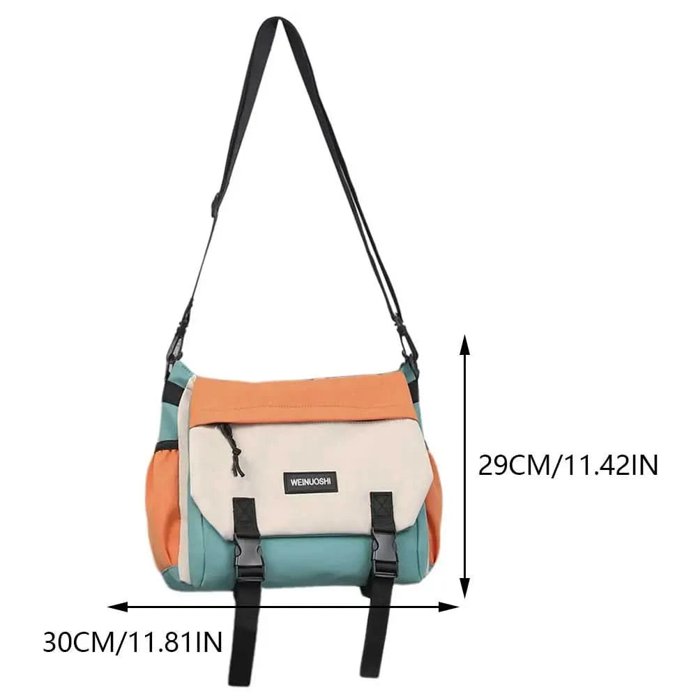 Unisex Student Messenger Bag Large Capacity Flap Crossbody Bag Stylish Nylon Satchel for College Travel and Business - M & M Global