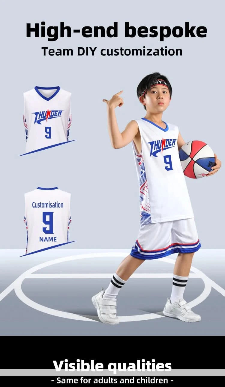 Kid Basketball Jersey Quick-drying Training Uniform Shirts Children Sportswear Kit Boys and Girls Tracksuit Sport Suit Clothes - M & M Global